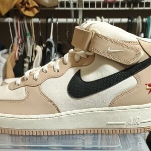 Nike Beige and Black High-Top Sneakers